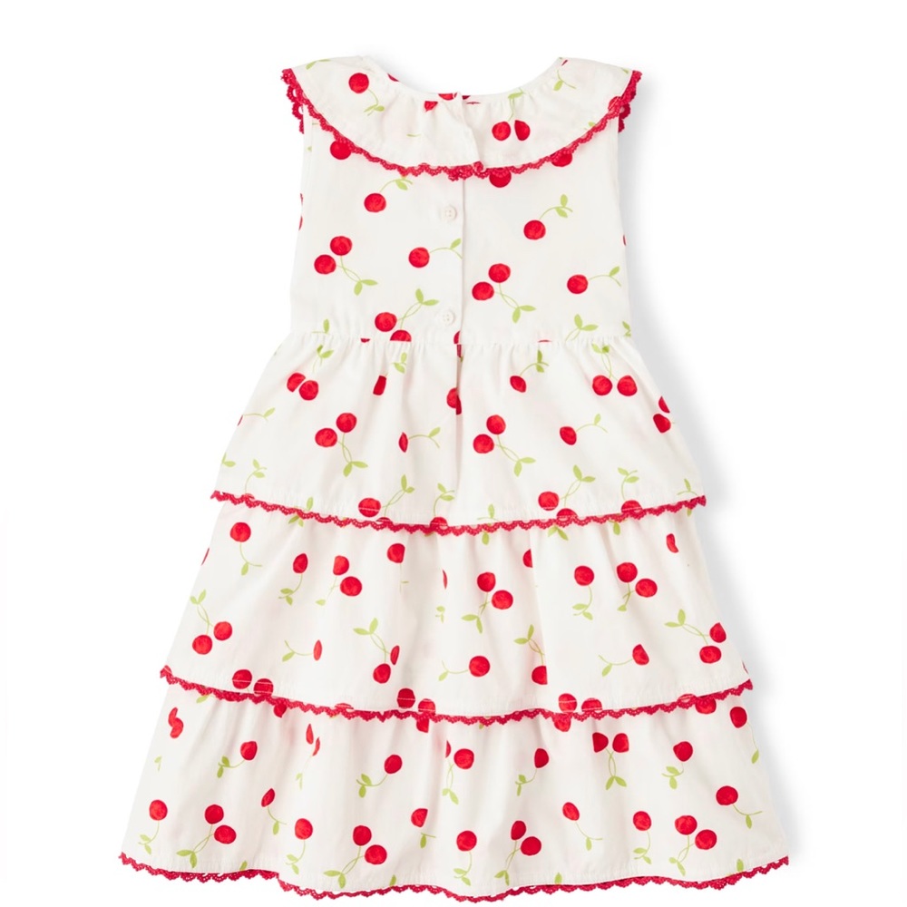 Gymboree Girls 🍒 Cherry Tiered Dress - Very Cherry - Picture 4 of 4